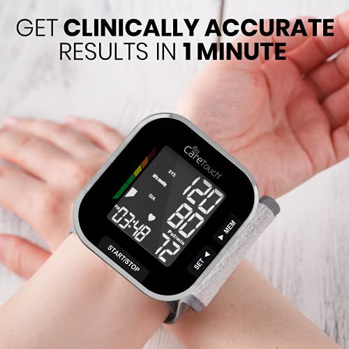 Care Touch Platinum Black Wrist Blood Pressure Monitor, Automatic Bp Monitor, Adjustable Blood Pressure Wrist Cuff, And Irregular Heartbeat Indicator - Blood Pressure Cuffs For Home And Hospital Use #TOP4