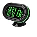 Samoprzylepny 3 W 1 Termometrowy samochód woltometrowy LCD Cyfrowy zegar wyświetlacza Zielone pomarańczowe akcesoria wewnętrzne