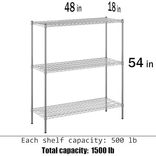 Regal Altair 18\" Deep x 48\" Wide x 54\" Height Wire Shelving Kit | 3-Tier | NSF Commercial Storage Rack Unit