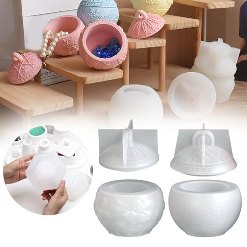 Molde de silicona con forma de bolas de Navidad, moldes de silicona para Navidad, 2 unidades, forma de bola de Navidad, portavelas con tapa, forma de vela, tarro de vela para recipiente de
