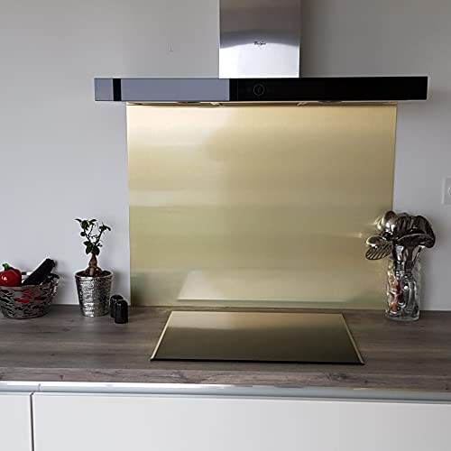 Fonde de hotte/Crédence Composite OR Brossé-10 Tailles- Hauteur 60 cm (échantillon)