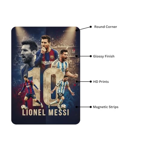 Image of Zesta Bathroom Decor Items Washroom Decor Tin Sign | Aesthetic Posters Wall Poster for Bedroom | Magnetic Cafe Decoration Items /Restaurant Decorations Items | Quirky Home Decor Bar Accent (Messi (2))