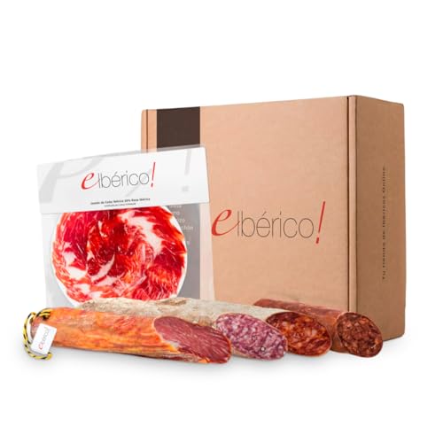 Pack Ibéricos Gourmet – ½ Lomo de Cebo, ½ Chorizo Ibérico, ½ Salchichón Ibérico, 1 Sobre de Jamón de Cebo Ibérico y 1 Morcilla Ibérica - Embutidos Premium Españoles – Peso aprox: 2,2 kg