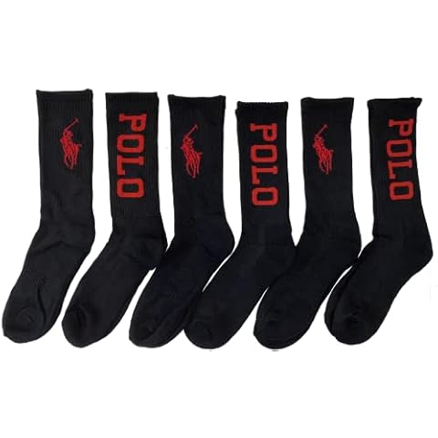 POLO RALPH LAUREN 6pk Athletic Socks Black Cover