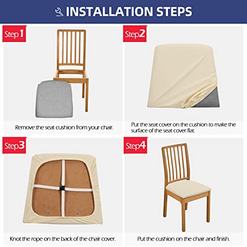 Lebaley Waterproof Seat Covers For Dining Room Chairs Covers Dining Chair Seat Covers Removable Washable Anti-Dust Kitchen Chair Covers Slipcovers (Beige, 4 Pcs) #TOP5