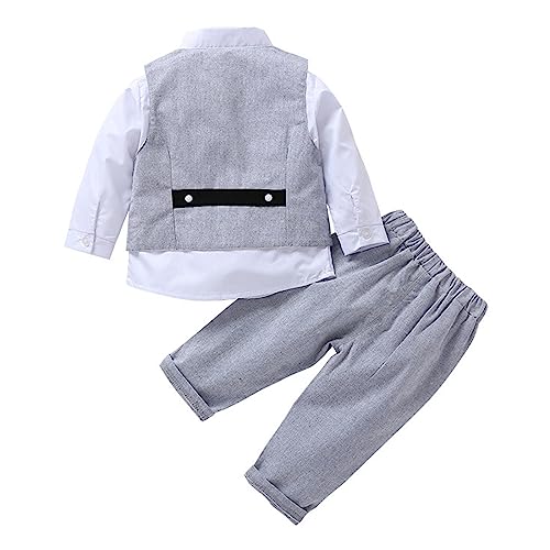 Image of Volunboy Toddler Suit Boys Formal Wedding Guest Dress Outfit | graduation dress clothes, gentleman ring bearer bowtie outfit, back-to-school pants set, birthday photoshoot dressy outfit