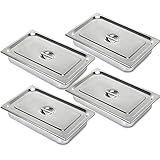 Mophorn 4 Pack Hotel Pan 4' Deep Steam Table Pan Full Size with Lid 20.8'L x 12.8'W Hotel Pan 22 Gauge Stainless Steel Anti Jam Steam Table Pan