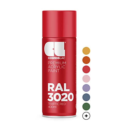 Vernice spray rosso lucido, bomboletta spray per fai da te, vernice acrilica, adatta per plastica, metallo e altre superfici (RAL 3020 - rosso semaforo)