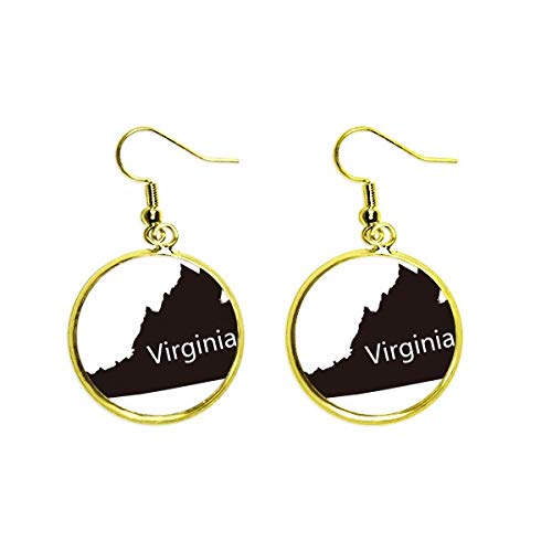 Pendientes de Virginia mapa usa dorados el regalo de joyería perfecto para viajeras