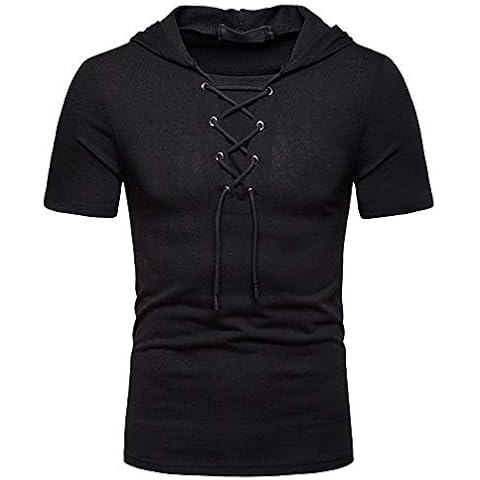 JPDD Men's Sports Short Sleeve Running Hoodies Gym T Shirts Bodybuilding Tops Mens Casual Short Sleeve Hoodies Solid Colors Sweatshirt Mens Hip Hop Short Sleeve Pullover Hoodies t Shirts Black Cover
