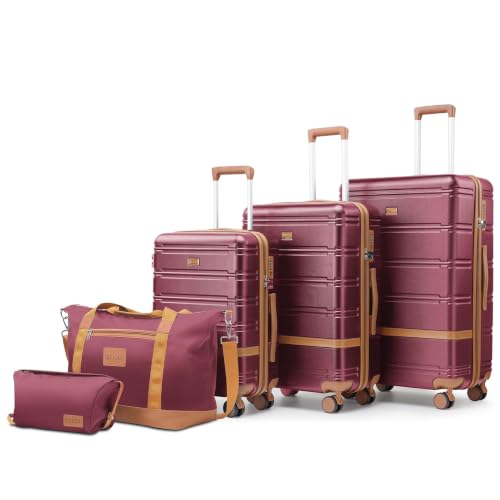 Image of NEISIA Luggage Sets with spinner wheels, PC+ABS Hard Shell Travel Luggage,Lightweight Carry-on suitcases with TSA Lock,YKK Zippers (Purple(N), 5 piece sets（20 /24 /28 /DB /TB)