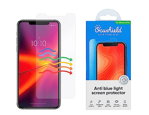 Ocushield Protector pantalla iPhone iPhone 11 Pro | XS | X - de cristal templado con bloqueo luz azul - Dispositivo médico acreditado – Para dormir mejor