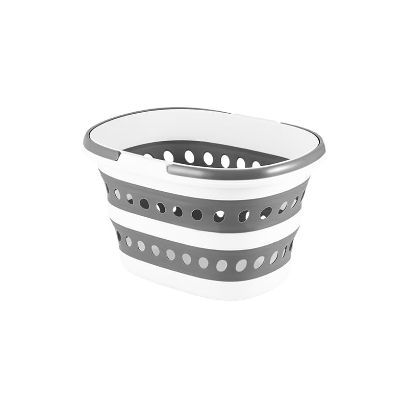 Gorocking 折りたたみ ランドリーバスケット 16L/28L ランドリー収納 洗濯 おしゃれ (グレー, 28L)