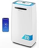 Pro Breeze deshumidificador inteligente 20L/día con Wi-Fi, sensor de humedad, modo ropa y drenaje continuo para condensación y moho en casa