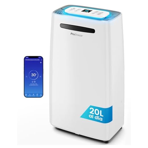 Pro Breeze deshumidificador inteligente 20L/día con Wi-Fi, sensor de humedad, modo ropa y drenaje continuo para condensación y moho en casa