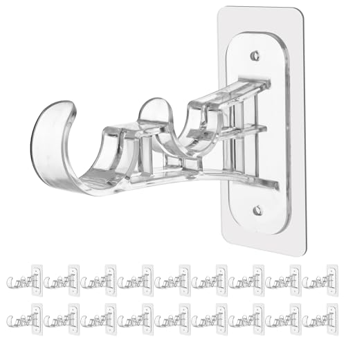Antimbee 18 Pack No Drilling Double Curtain Rod Bracket, Adhesive Holders