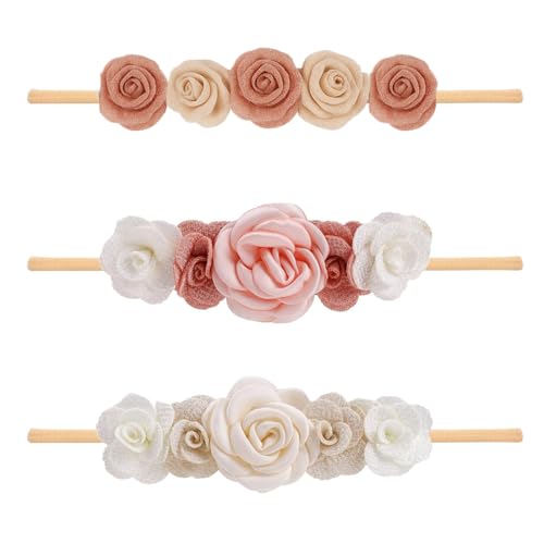 3 fasce per capelli in nylon per ragazze, fascia floreale