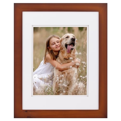 Gallery Solutions - 11"x14" Flat Cherry Frame - Rectangular Wall Mount - For 8"x10" Pictures - Premium Cherry Wood with Double White Mat - Versatile-Elegant For Home or Office Décor - Traditional Photo Frame - Thumbnail 2