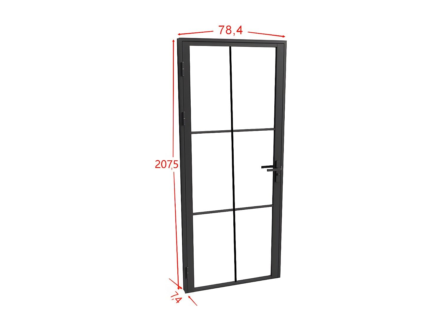 Vente-unique - Cerradura de puerta reversible H204 x L73 cm de aluminio y vidrio templado - SEROTO