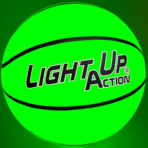 Light Up Action Green LED Basketball USB-C Rechargeable Size 7 New and Improved Model