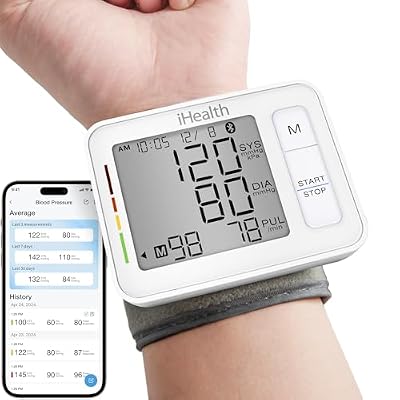 iHealth Push Wrist Blood Pressure Monitor, Portable BP Machine with App