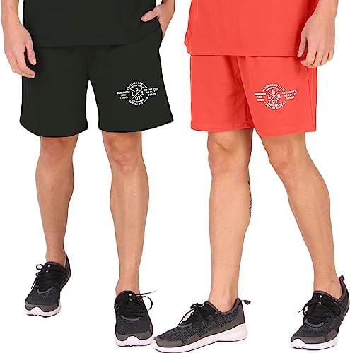 Image of London Hills Shorts Pant for Men Cotton Blend with Side Pockets | Shorts for Men | Half Pant for Man | Shorts' for Mens Stylish | Gym Short's for Man Workout | Boxer Shor'ts for Man's | Green, Navy