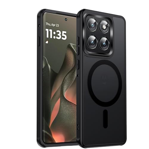 LeYi for Motorola Edge-2025 Case: [Mag-Safe Fit] Magnetic Cover, Raised Camera Guard, Matte Translucent Slim Soft-Touch Textured Protector para Moto Edge 2025 Case Unlocked Smartphone, Black