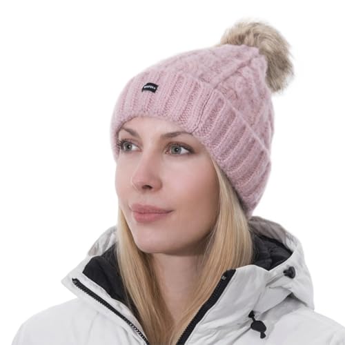 Bonnet outdoor rose pour femme qui protège du vent d'hiver