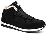  Gaatpot Zapatos Invierno Botas Forradas de Nieve Zapatillas Sneaker Botines Planas para Hombres Mujer Negro EU 42.5 = CN 44
