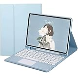 Fire HD 10 / Fire HD 10 Plus用キーボードカバー（第11世代2021エディション10.1"のみ）タッチパッド円形キー付きの取り外し可能なワイヤレスキーボード,ブルー