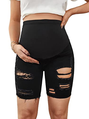 Short de maternité en jean extensible pour soulager le ventre comprimé