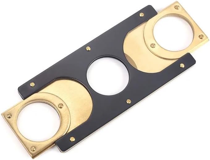 Cigar Cutter Guillotine, Square Stainless Steel Double Blade, Engraved Retro Patterned Metal Manual Tool