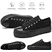 hash bubbie Platform Sneakers for Women White Platform Shoes Low Top Tennis Shoes Non Slip Black Fashion Canvas Sneakers(Full Black.US9)
