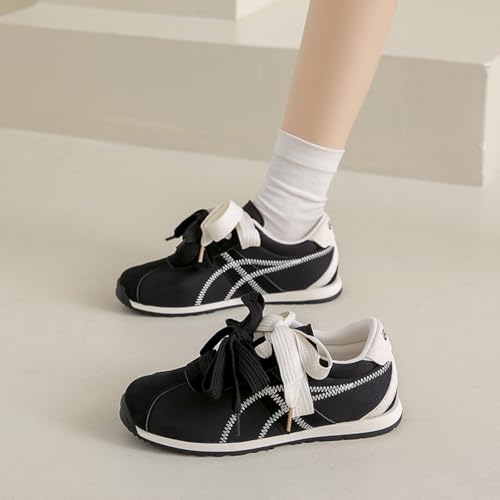 Patchwork Casual Lace Up Non - Slip Walking Shoes for Women. Comfortable Tennis Running Shoes, Womens Fashion Sneakers (Cream Color,7) 5