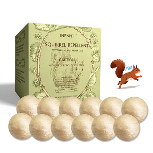 All-Natural Squirrel Repellent 12 Pcs for Outdoor & Indoor Use – Powerful Chipmunk & Rodent Deterrent for Attic, Garden, Cars, and Bird Feeders – Safe for Pets, Lasting 30-60 Days Protection