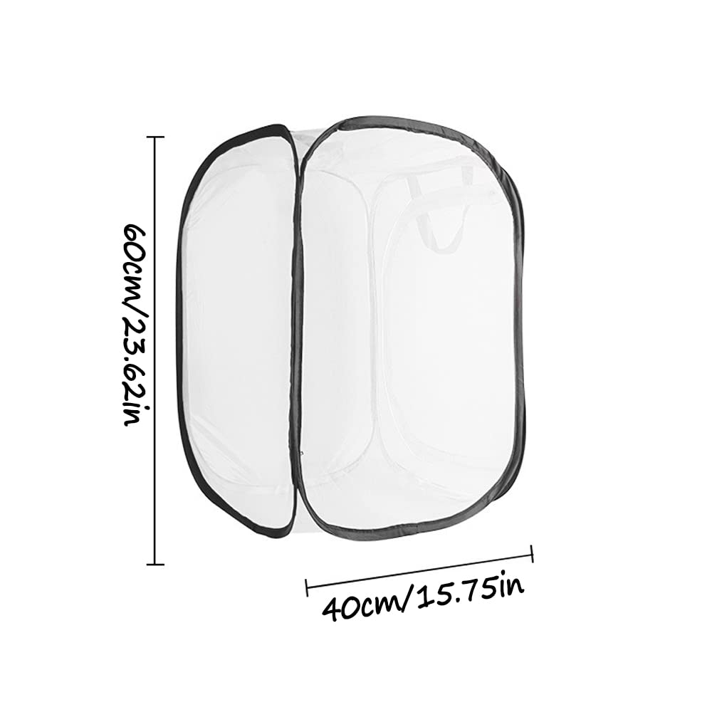 Gabbia per Farfalle Portatile In Mesh Pieghevole Habitat per Insetti Allevamento Piantine Bianco-nero
