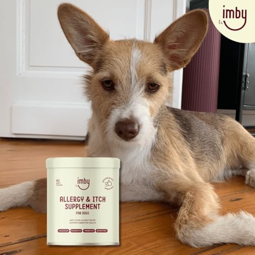 Imby Allergie und Anti Juckreiz Ergänzung für Hunde, Immunsystem und Darmgesundheit, reduziert Juckreiz, Allergien und Entzündungen, 90 Chews, 270 g