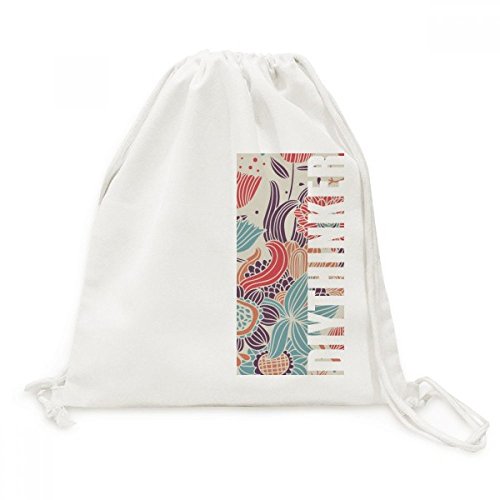 Toile Drawstring Backpack anti-encombrement sac de voyage à motif plante