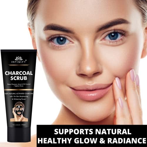 Image of INTIMIFY Charcoal Peel Off Mask For Men And Women, Face Whitening & Brightening Activated Charcoal Mask For Balckheads & Glowing Skin 100 gm (Pack of 1)