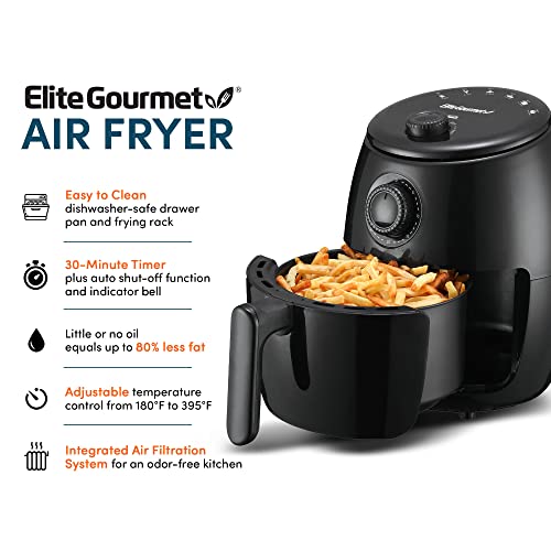 Elite Gourmet Eaf-0201 Personal 2.1 Qt. Compact Space Saving Electric Hot Air Fryer Oil-Less Healthy Cooker, Timer & Temperature Controls, 1000W #TOP3