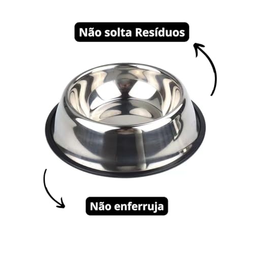 Comedouro Bebedouro Tigela 300ml Inox Para Cães e Gatos Tigela Antiderrapante Resistente