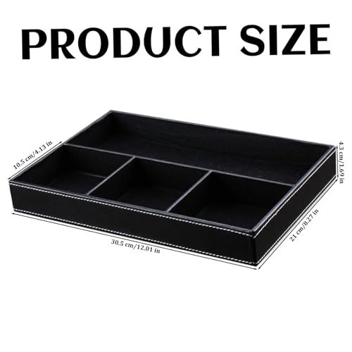 Organiseur de tiroir de bureau à 4 compartiments en cuir compact - 4