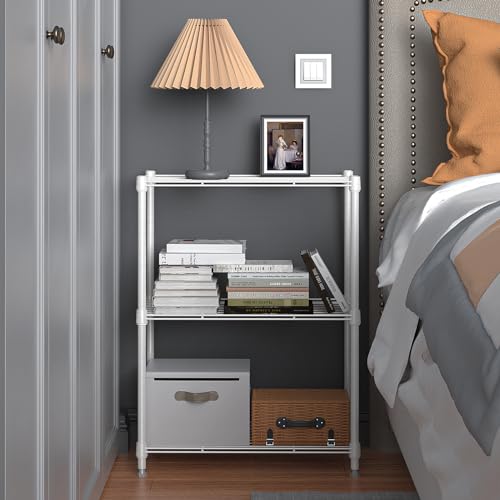 Image of M MZG 450 lbs Wire Storage Shelving 3-Tier Utility Shelving Unit Steel Organizer Wire Rack for Home,Kitchen,Office,White (11.8 inch D x 17.7 inch W x 26.4 inch H)