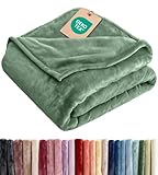 Ultra Soft Fleece Blanket Throw Size - Flannel Fleece Luxury Throw Blanket - Lightweight for Couch Bed Chair - Thick, Warm and Breathable - All Season Cozy Anti-Static Microplush Bedding, Sage Green