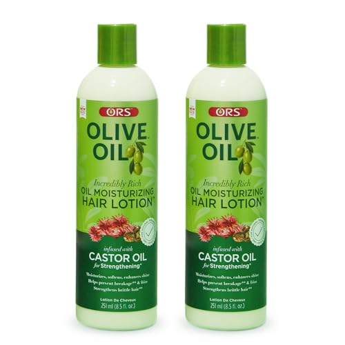 ORS Olive Oil Incredibly Rich Moisturizing Hair Lotion with Castor Oil 8.5 Ounces (Pack of 2)