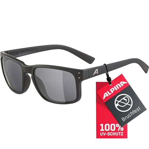 ALPINA KOSMIC - Verspiegelte und Bruchsichere Sonnenbrille Mit 100% UV-Schutz Für Erwachsene, black matt, One Size