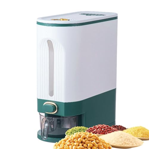 Yhsioaklo Distributore di riso | distributore di cereali | Scatola migliorata di freschezza integrata | Guida di stoccaggio del riso con tazza puntatore temporanea per piccoli grani