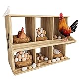 Chicken Nesting Box, 6 Compartment Wooden Nesting Boxes for Chickens with Perches, Floor/Stand/Wall Mount Large Chicken Nesting Boxes for Laying Eggs