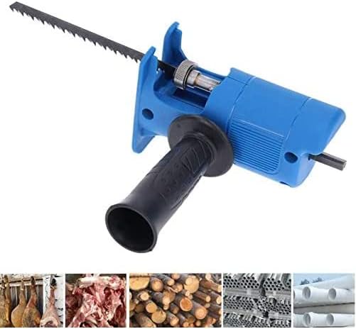 Electric Reciprocating Saw, Portable Reciprocating Saw Adapter, Jig Saw Electric Drill Tool Attachment with 3 Saw Blades, Quick Electric Drill Can Be Connected for Wood Metal Cutting