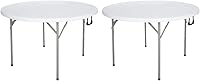Vista 1 de Paquete de 2 mesas redondas plegables blancas de 48 pulgadas. Mesa redonda plegable de plástico de 4 pies, mesa redonda plegable para muebles